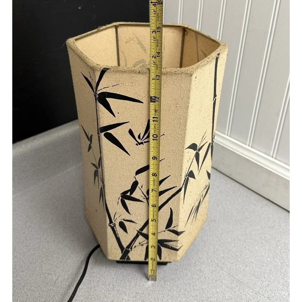 Vintage '95 Hand Painted Bamboo Patterned Table Lamp 
